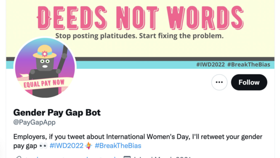Twitterbot onthult loonkloof van bedrijven die tweeten over Internationale Vrouwendag 