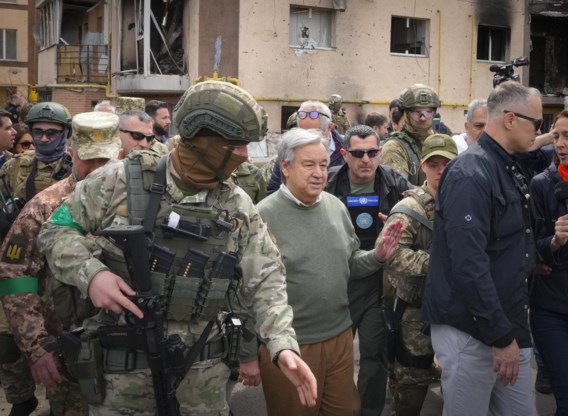 Bombardementen op Kiev bij bezoek VN-secretaris-generaal Guterres: ‘We zijn in veiligheid, maar gechoqueerd’