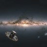 Een simulatie van ESA’s ruimtetelescoop Gaia die de Melkweg observeert. 
