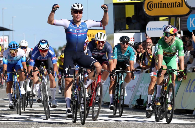 Wout van Aert neemt geel over van Yves Lampaert, Fabio Jakobsen wint de rit