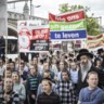 Betoging van de Joodse gemeenschap in Antwerpen op 12 mei. 