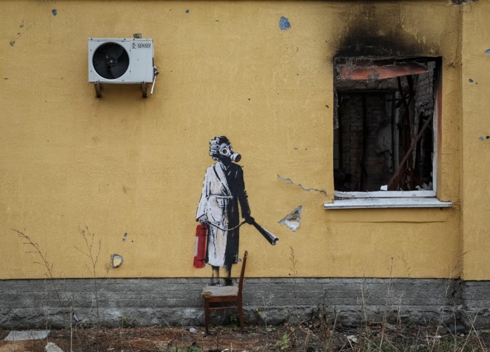 Banksy-kunstwerk uit muur in Oekraïne gekapt
