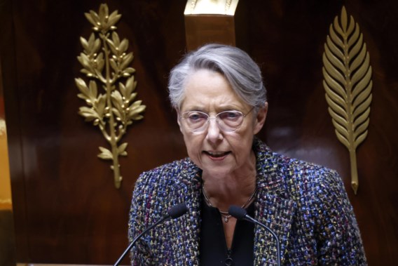 Elisabeth Borne tijdens haar rede in de Assemblée Nationale donderdag.