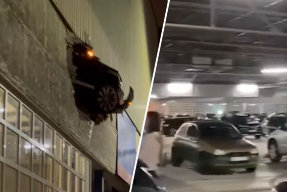 Car drives through wall of Decathlon Antwerp car park during race